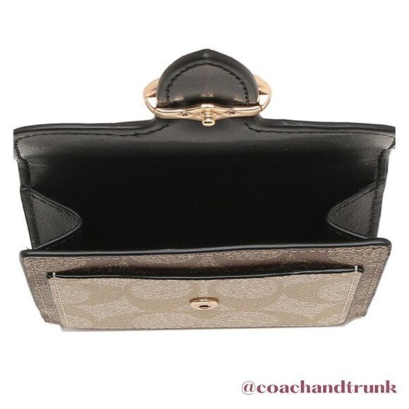 COACH Leather Georgie Wallet Gold Metal Horse Carriage Snap Buckle NWT - Picture 8 of 13